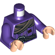 Lego Torso Coat with Scarf, Braided Belt and Slingshot Print, Dark Purple Arms, Light Nougat Hands / Dark Purple