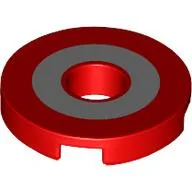 Tile Round 2 x 2 with Hole with Silver Circle Print / Red