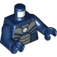 Lego Torso Armor with Silver Plates and Bright Light Blue Center Circle (Arc Reactor) Print, Dark Blue Arms and Hands / Dark Blue