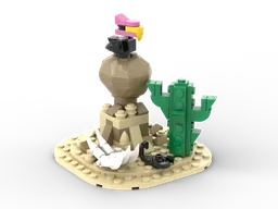 Vulture and Cactus in the Desert