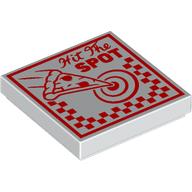 Lego Tile 2 x 2 with Red Pizza Box, 'Hit The SPOT' print / White