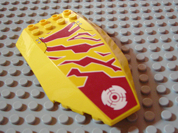 Lego Windscreen 10 x 6 x 2 Curved with Dark Red Camouflage and White Target Pattern (Sticker) - Set 8113