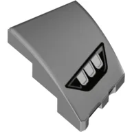 Brick Wedged, Curved 3 x 2 with Stud Notch Left with 3 White Headlights in Black Frame Print