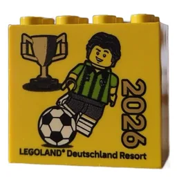 Brick 2 x 4 x 3 with 'LEGOLAND Deutschland Resort WM 2026' Print / Yellow