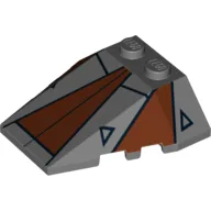 Brick Wedged, Sloped 4 x 4 Triple, Stud Notches with Sith Nightspeeder Print / Dark Bluish Gray