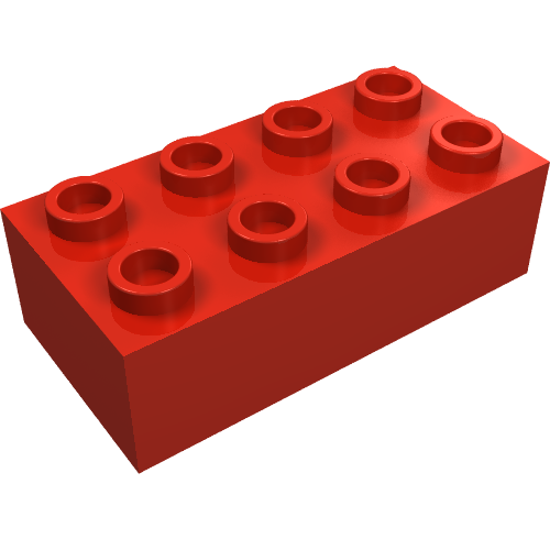 Lego Minitalia Brick 2 x 4 with Centre Cross Supports / Red