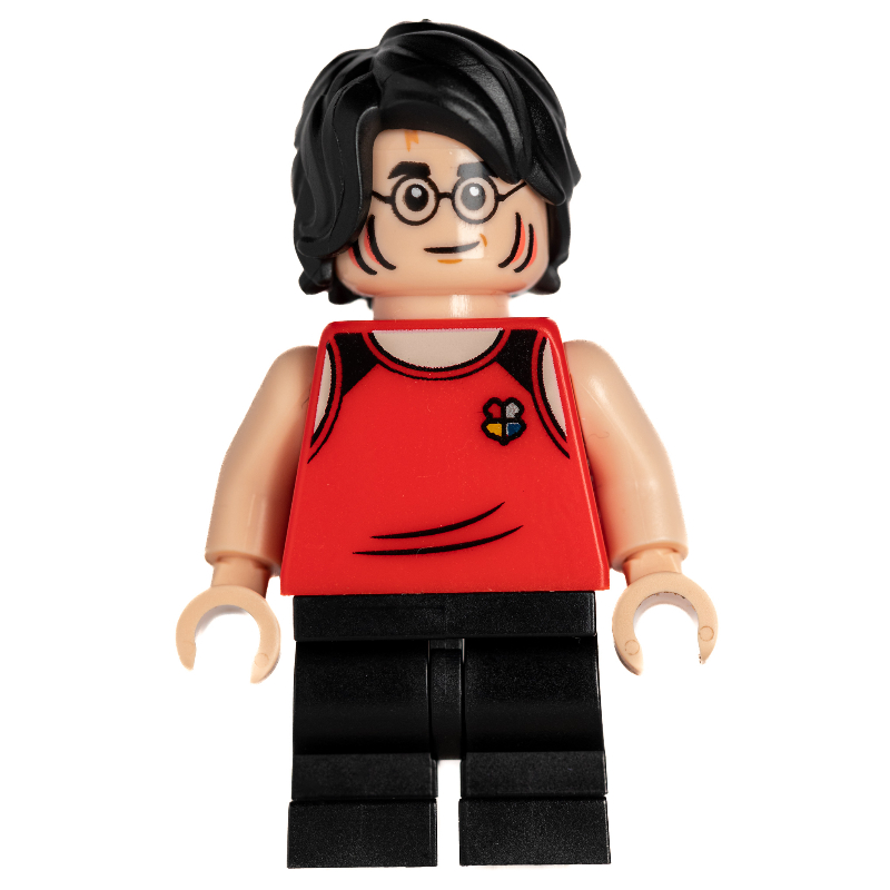 Lego Harry Potter, Tournament Uniform Red Diving Outfit with Hogwarts Crest, Black Legs