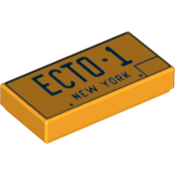Lego Tile 1 x 2 with 'ECTO-1' and 'NEW YORK' License Plate Print