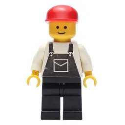 Man, Black Overalls, Red Cap (3626b Head)