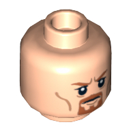 Lego Minifig Head Boromir / Rebel Trooper, Dual Sided, Goatee Stern / Grimacing Print [Hollow Stud] / Light Nougat