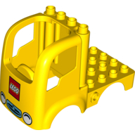 Lego Duplo Car Body Truck 4 x 4 Flatbed with 4 Top Studs - Headlights and LEGO Logo Print / Yellow