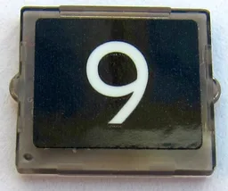 Glass for Window 1 x 2 x 2 Flat Front with White Number 9 on Black Background Pattern (Sticker) - Set 10258