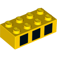 Lego Brick 2 x 4 with Three Black Squares Print / Yellow