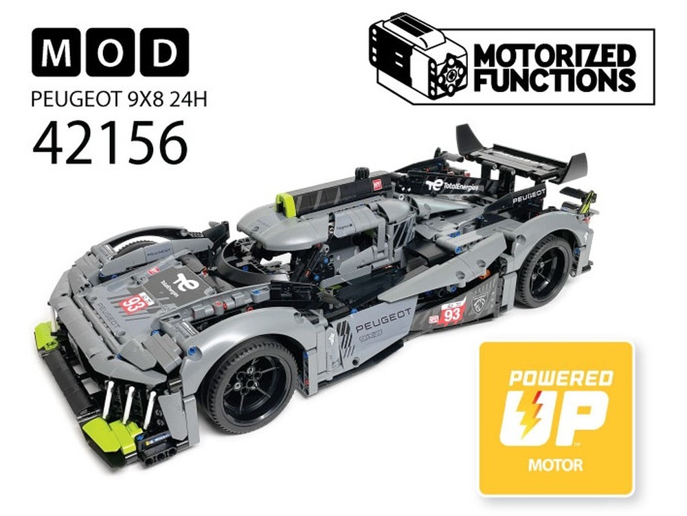 Lego 42156 PEUGEOT 9X8 24H Le Mans Hybrid Hypercar RC MOD for Powered Up Motors