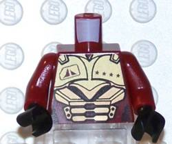 Lego Torso Exo-Force Gold Body Armor with Four Stars and Sails Pattern / Dark Red Arms / Black Hands