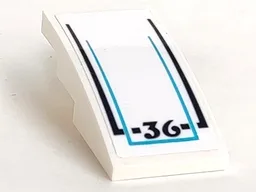 Slope, Curved 4 x 2 with '36' and Dark Blue Stripes Pattern (Sticker) - Set 60221