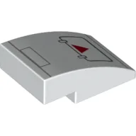 Brick Curved 3 x 2 No Studs with Hatch, Red Triangle Print / White
