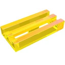 Tile Special 1 x 2 Grille with Bottom Groove / Trans-Yellow