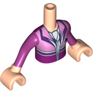 Lego Minidoll Torso Girl with Pink and Dark Pink Vest, White Shirt with Knot / Light Nougat
