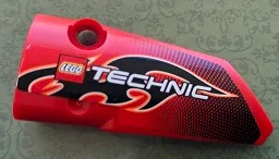 Technic, Panel Fairing # 3 Small Smooth Long, Side A with Black Flames and LEGO Technic Logo Pattern (Sticker) - Set 8051