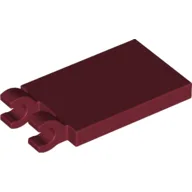 Tile Special 2 x 3 with 2 Clips without Tab between Clips / Dark Red