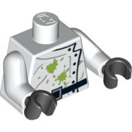 Lego Torso Lab Coat Stained with Black Buttons and Belt Print, White Arms, Black Hands / White