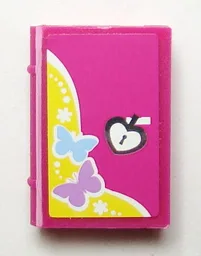 Minifigure, Utensil Book 2 x 3 with Butterflies and White Heart Padlock on Magenta Background Pattern (Sticker) - Set 3315