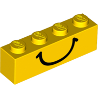 Lego Brick 1 x 4 with Black Smile Print / Yellow