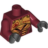 Lego Torso Armor, Gold with Four Stars and Composite Armor Print, Dark Red Arms, Black Hands / Dark Red