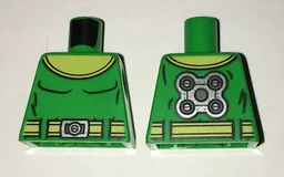 Torso Super Hero Yellow Collar and Belt, Silver Buckle, Black Muscles Outline, Gear on Back Pattern (Dr. Octopus) / Bright Green