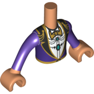Lego Minidoll Torso Boy Dark Purple Jacket, White Shirt, Black Lapels, Nougat Arms and Hands / Nougat