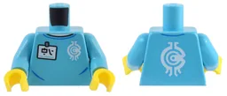 Torso White Name Tag with Ninjago Logogram 'HI' and Borg Industries Logo Pattern / Medium Azure Arms / Yellow Hands