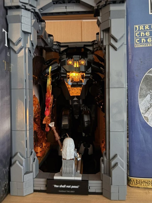 Lego Balrog head, neck , torso, with light brick