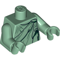 Lego Torso Robe / Toga with Black and Dark Green Details Print (Lady Liberty), Sand Green Arms and Hands / Sand Green