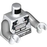 Lego Torso Clone Pilot Flight Suit with Rebreather Print, Light Bluish Gray Arms, White Hands / White