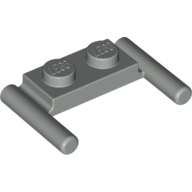 Lego Plate Special 1 x 2 with Handles [Flat Ends / Low Attachment] / Light Gray