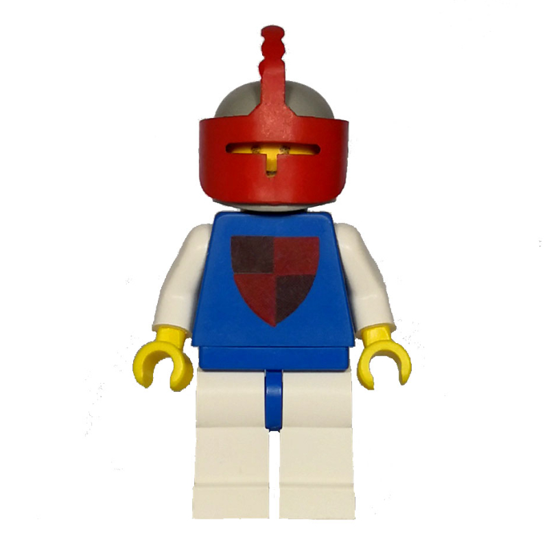 Lego Knight (Quartered Shield) - White Legs, Red Visor