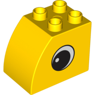 Lego Duplo Brick 2 x 3 x 2 with Curved Top and Eye Print on Both Sides / Yellow