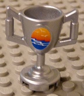 Lego Minifigure, Utensil Trophy Cup with Ocean Waves and Seagulls Pattern (Sticker) - Set 8897