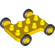 Lego Duplo Vehicle Base 4 x 4 with 2 x 4 Studs and Black Wheels / Yellow