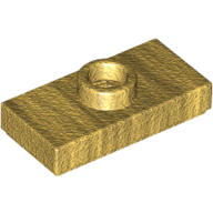 Lego Plate Special 1 x 2 with 1 Stud with Groove (Jumper) / Pearl Gold