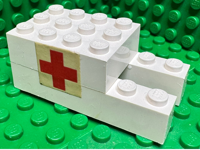 Lego Stickered Assembly 6 x 3 x 2 with Red Cross Pattern on Both Sides (Stickers) - Sets 460-1 / 653-1
