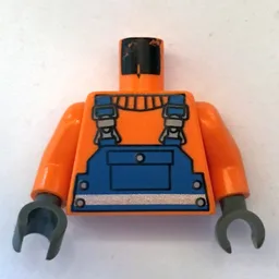Torso Construction Blue Overalls, Shirt and Silver Print Belt, Orange Arms, Dark Gray Hands / Orange