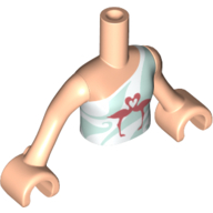 Lego Minidoll Torso Girl, Top with Light Aqua Swirls and 2 Flamingos Print, Light Nougat Arms and Hands / Light Nougat