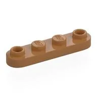 Plate Special 1 x 4 Rounded with 2 Open Studs / Medium Nougat