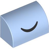 Lego Brick Curved 1 x 2 x 1 No Studs with Black Smile print / Bright Light Blue