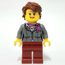 Dark Bluish Grey Torso, Dark Red Legs, Reddish Brown Hair