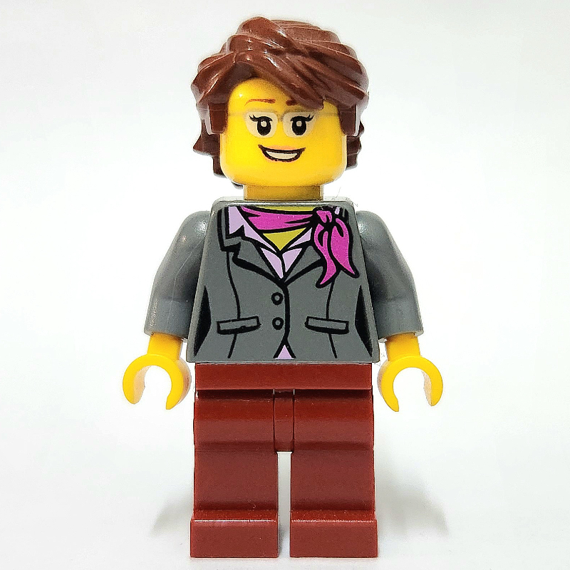 Lego Dark Bluish Grey Torso, Dark Red Legs, Reddish Brown Hair