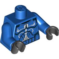 Lego Torso Armor Clone Trooper with White Senate Commando Captain Markings Print, Blue Arms, Black Hands