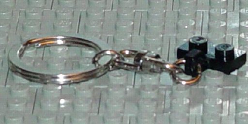Lego 1 x 2 Plate with 1 Finger on Side and Chrome Silver Key Chain